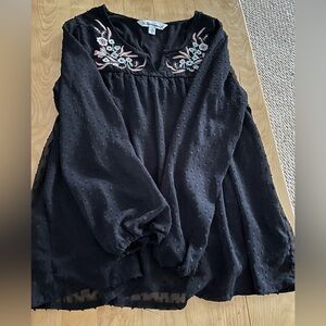 Tantrums Black Floral Embroidered Blouse